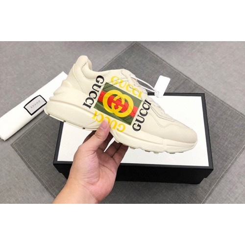 Mens and Womens Gucci Rhyton Gucci logo leather sneaker