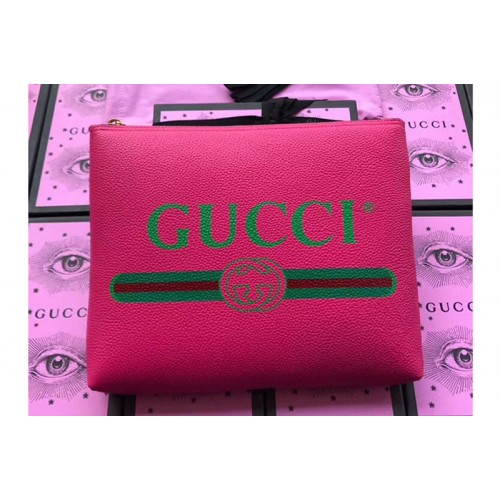 Gucci Print leather medium portfolio Pink Leather