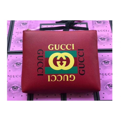 Gucci Print leather medium portfolio Red Leather