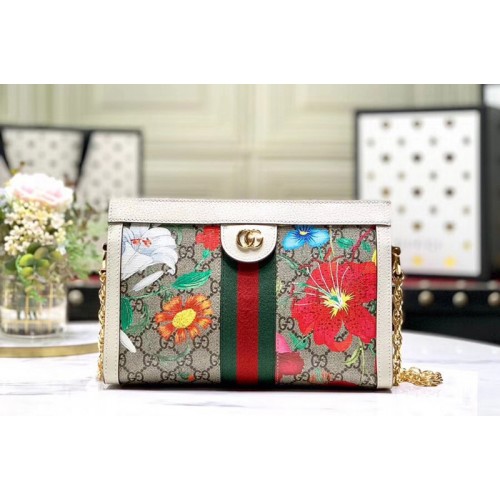 Gucci Ophidia Flora small shoulder bag Beige ebony Supreme canvas with Flora print