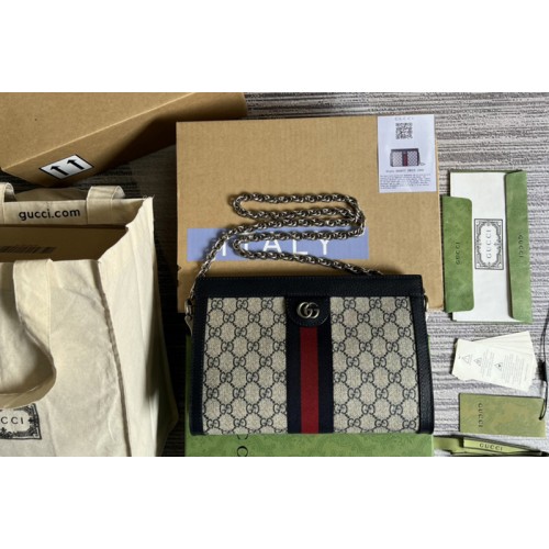 Gucci Ophidia small shoulder bag in Beige and blue Supreme canvas