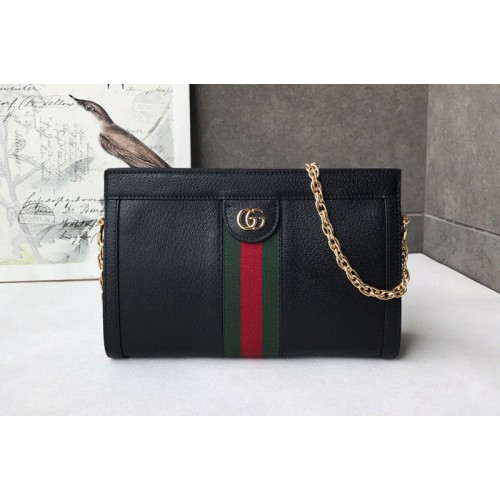 Gucci Ophidia small shoulder bag in Black Leather with web