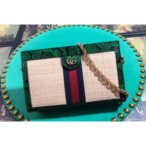 Gucci Online Exclusive Ophidia straw small shoulder bags beige straw