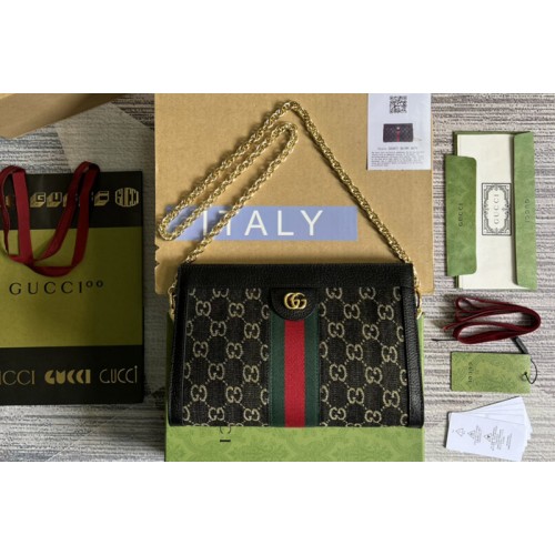 Gucci Ophidia small shoulder bag in Black and ivory denim jacquard