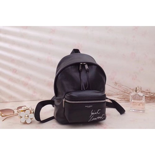 YSL Mini Toy City Embroidered Backpack in Lambskin Black
