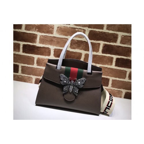 Gucci GucciTotem Medium Top Handle Bag Brown Leather with web