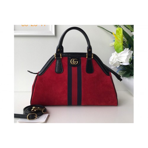 Gucci Re(Belle) Medium Top Handle Bags in Red Suede Leather