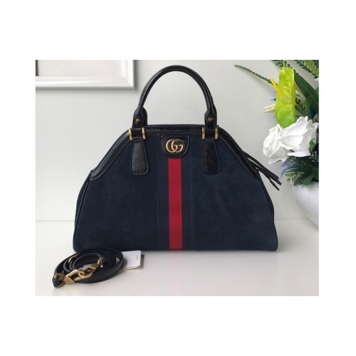Gucci Re(Belle) Medium Top Handle Bags in Blue Suede Leather