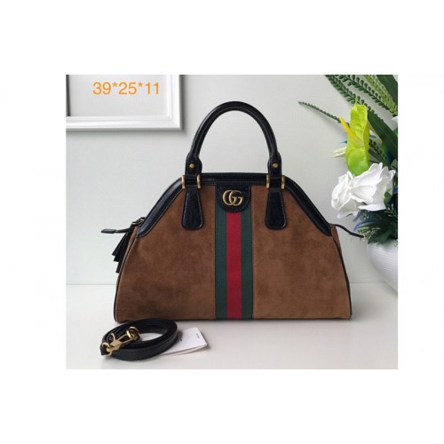 Gucci Re(Belle) Medium Top Handle Bags in Brown Suede Leather