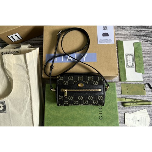 Gucci Ophidia mini bag in Black and ivory denim jacquard