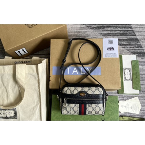 Gucci Ophidia mini bag in Beige and blue Supreme canvas