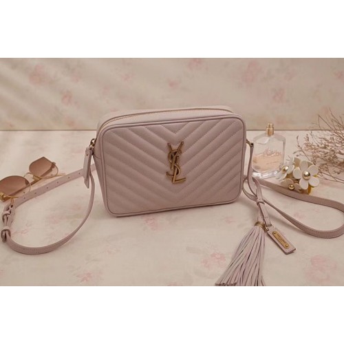 YSL Lou Camera Bag in Quilted Pink Leather 