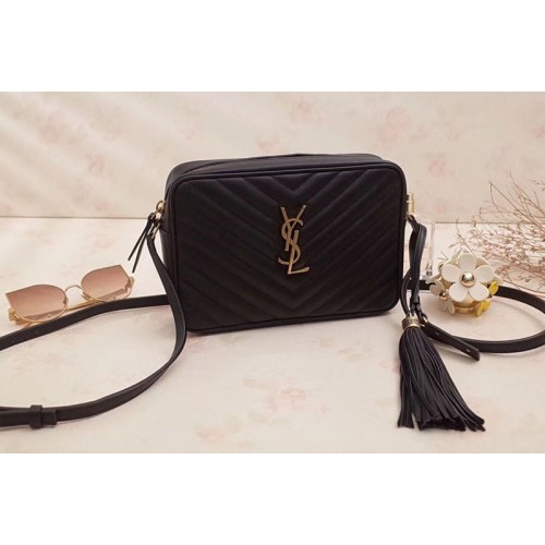 YSL Lou Camera Bag in Quilted Black Leather 