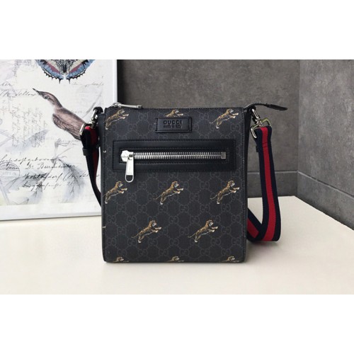 Gucci Black small messenger bags with Tigers Black grey Supreme canvas