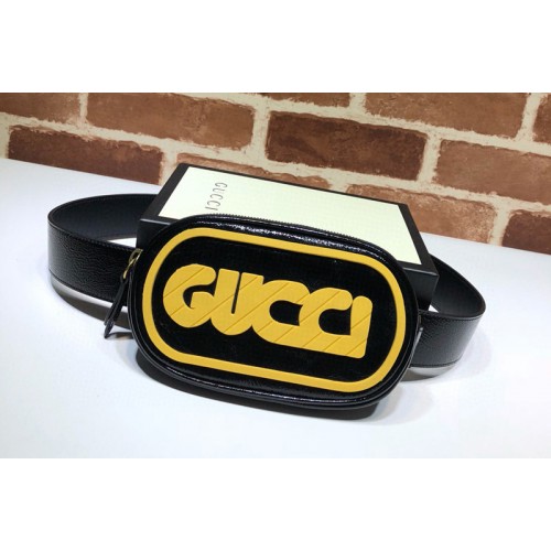 Gucci Belt Bag With Rubber Logo in Black Leather