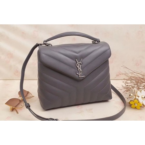 YSL Loulou Chain Bag in Y Matelasse Leather Grey