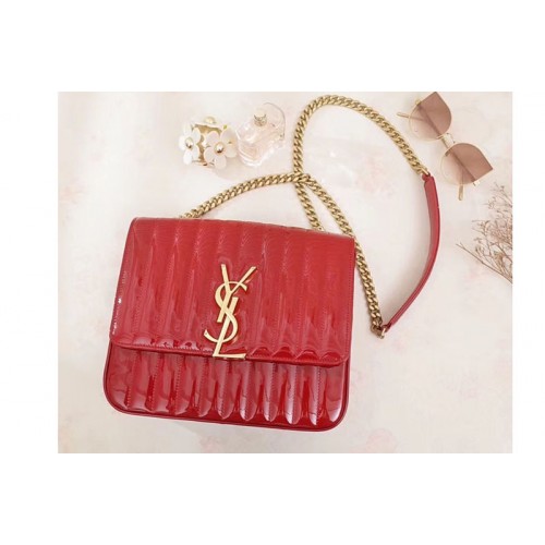 YSL Large Vicky Bag in Patent Leather Red
