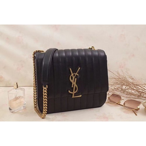 YSL Large Vicky Bag in Original Leather Black