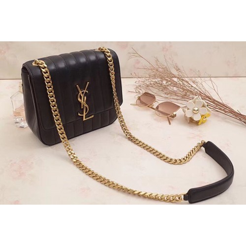 YSL Medium Vicky Chain Bag Original Leather Black