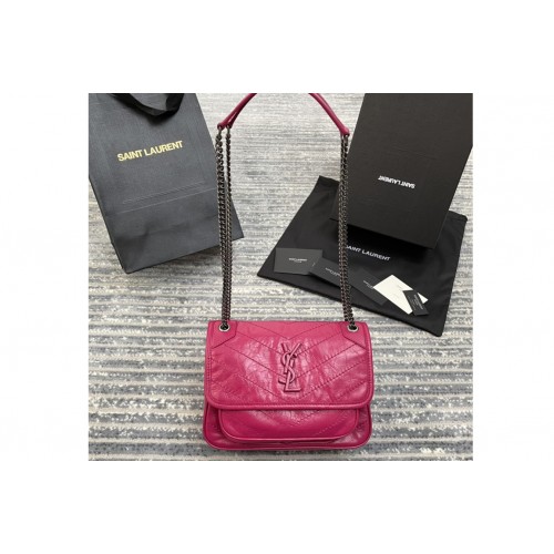 YSL niki baby Bag in Pink crinkled vintage leather