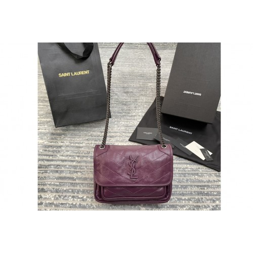 YSL niki baby Bag in Purple crinkled vintage leather
