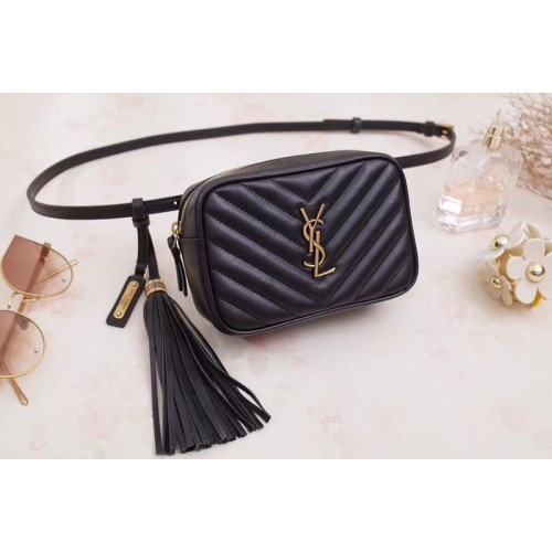 YSL Lou Belt Bag in Quilted Black Leather 