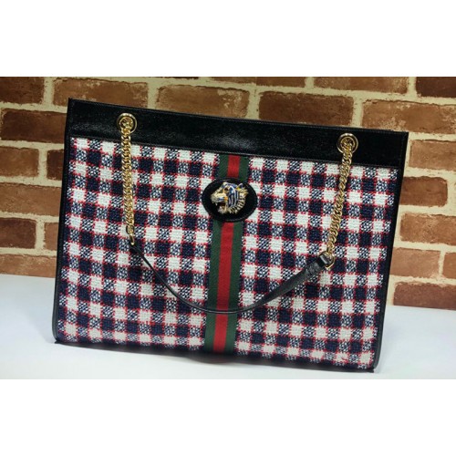 Gucci Rajah tote Bag in Blue Denim with web