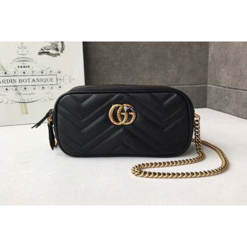 Gucci Marmont mini chain bag Black Matelasse chevron leather
