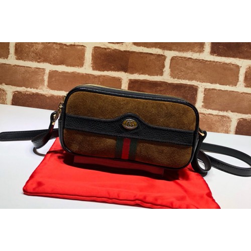 Gucci Ophidia Mini Bag in Brown Suede Leather