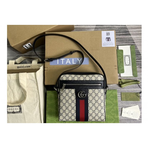 Gucci Ophidia small messenger bag in Beige and blue Supreme canvas