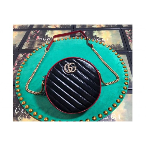 Gucci Marmont mini round shoulder bag Black leather