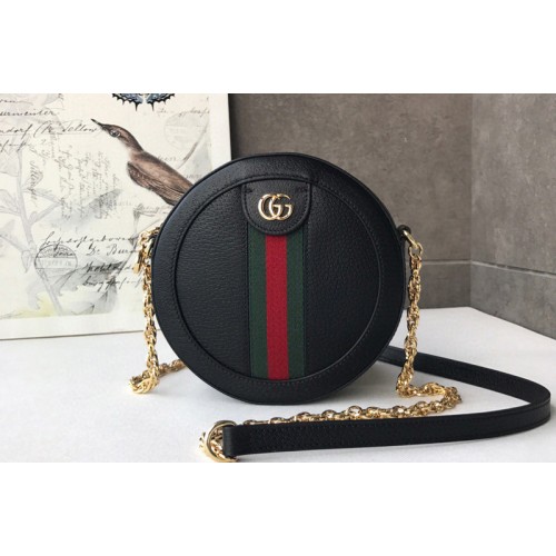 Gucci Ophidia mini round shoulder bags Black leather with Web