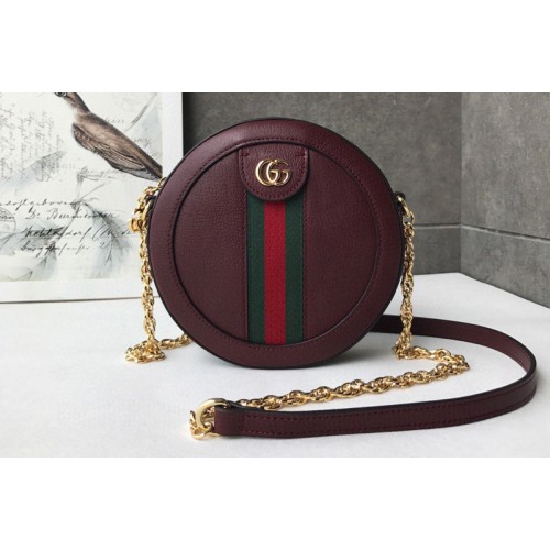 Gucci Ophidia mini round shoulder bags Bordeaux leather with Web