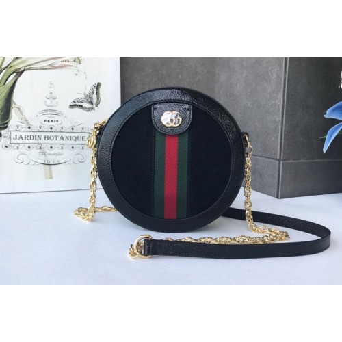Gucci Ophidia mini round shoulder bags Black suede with Web