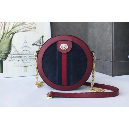 Gucci Ophidia mini round shoulder bags Navy Blue suede with Web