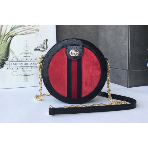Gucci Ophidia mini round shoulder bags Red suede with Web