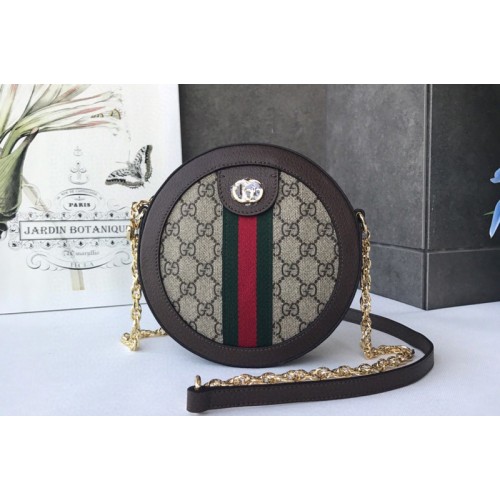 Gucci Ophidia mini round shoulder bags Beige ebony Supreme canvas with Web