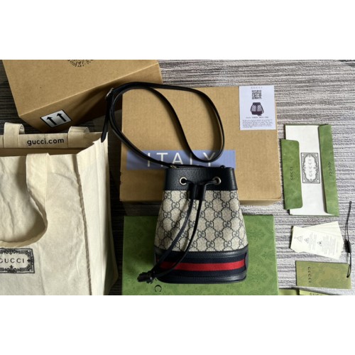 Gucci Ophidia mini bucket bag in Beige and blue Supreme canvas