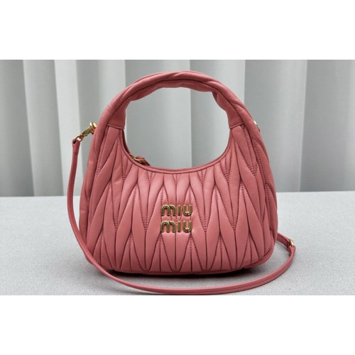 Miu Miu 5BC125 Wander matelasse nappa leather hobo bag in Dark Pink Leather