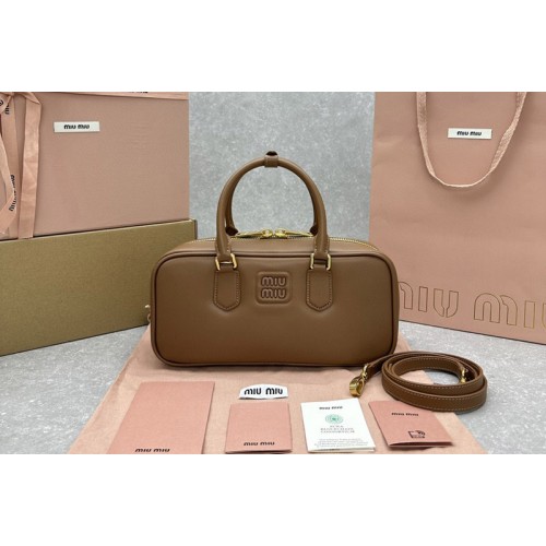Miu Miu 5BB148 Arcadie leather bag in Brown Leather