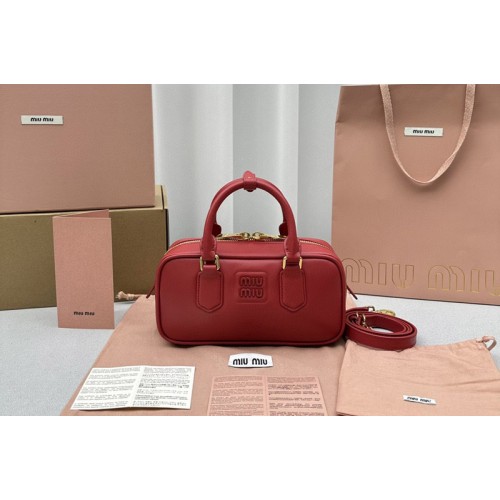 Miu Miu 5BB142 Arcadie leather bag in Red Leather
