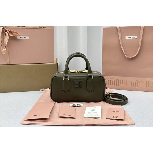 Miu Miu 5BB142 Arcadie leather bag in Dark Green Leather