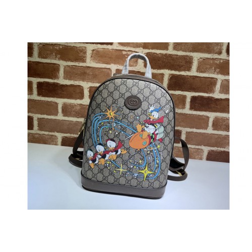 Gucci Disney x Gucci Donald Duck small backpack in Beige and ebony Supreme canvas