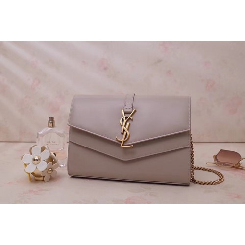 YSL Sulpice Chain Wallet In Pink Smooth Leather