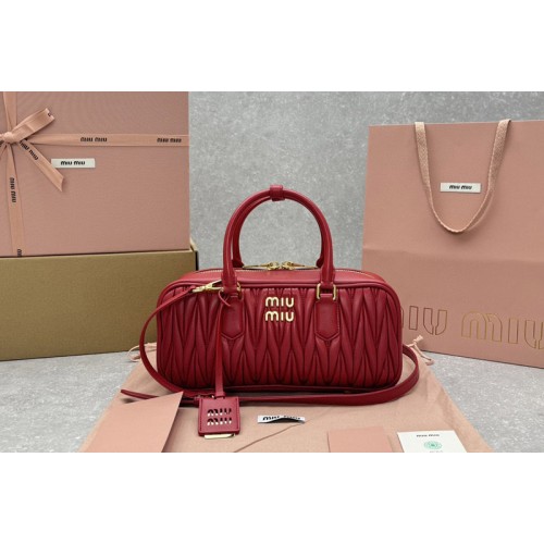 Miu Miu 5BB148 Arcadie matelasse nappa leather bag in Red Leahter