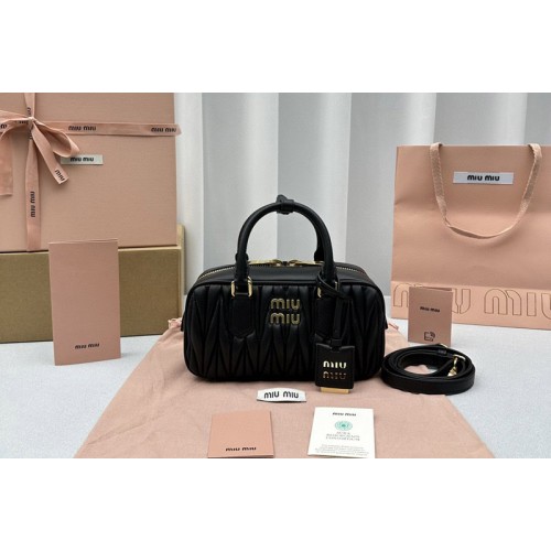 Miu Miu 5BB142 Arcadie matelasse nappa leather small bag in Black Leahter