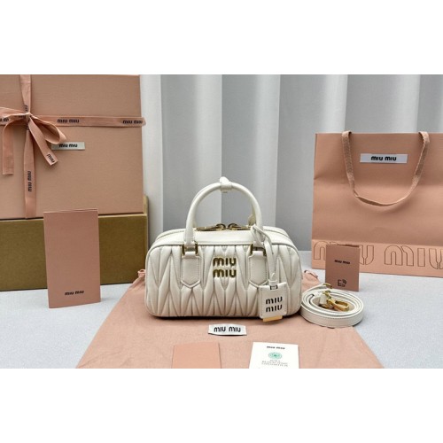 Miu Miu 5BB142 Arcadie matelasse nappa leather small bag in White Leahter
