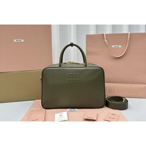 Miu Miu 5BB117 Leather Beau bag With Strap in Dark Green Leather