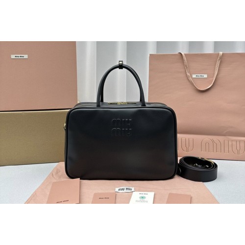 Miu Miu 5BB117 Leather Beau bag With Strap in Black Leather