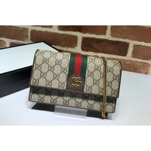 Gucci Ophidia chain wallet in Beige ebony Supreme canvas